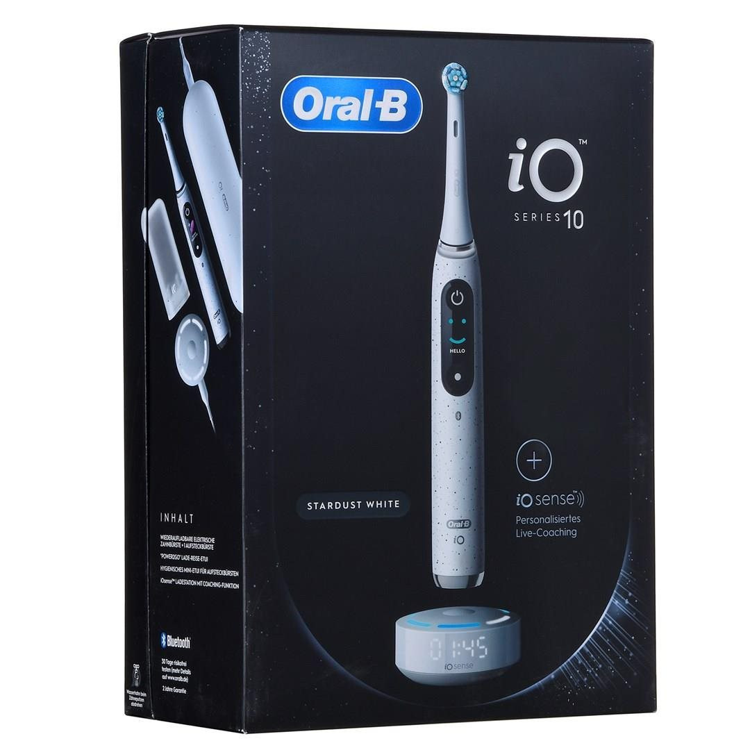 Oral-B iO 10 Stardust White elektrická zubná kefka, magnetická, 7 režimov, displej, AI 3D sledovanie povrchu zubov, biely