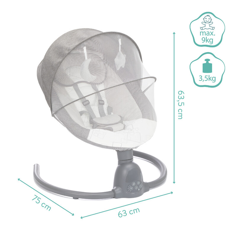 FILLIKID - Elektrická hojdačka Luna sivá