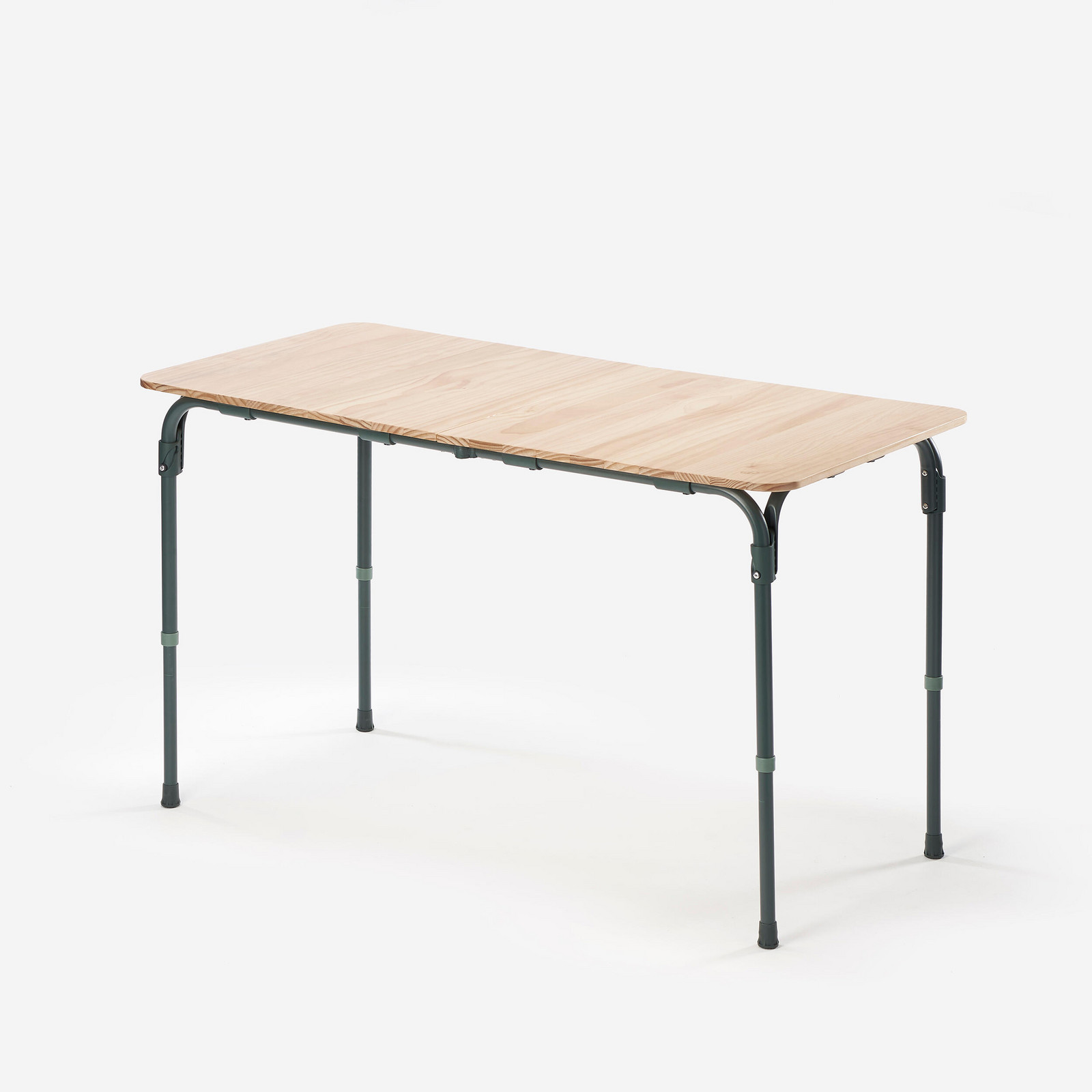 Skladací kempingový stôl (50 až 71 cm) pre až 4/6 osôb s drevenou doskou