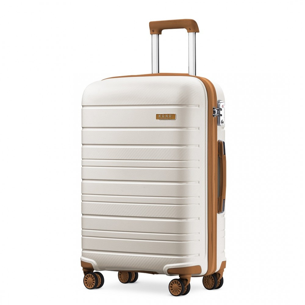 KONO Cestovný kufor na kolieskach Classic Collection - béžovo-hnedá - 39L