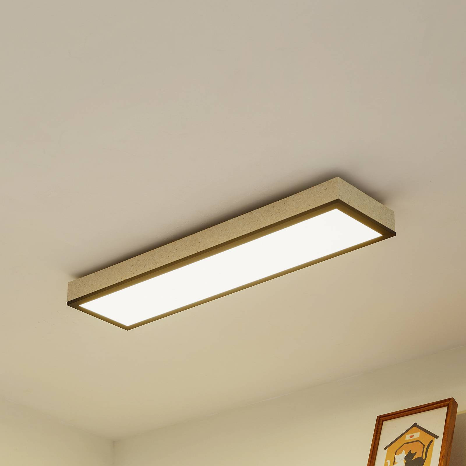 Lindby LED panel Laviona, CCT, stmievateľný, betón, 80 cm