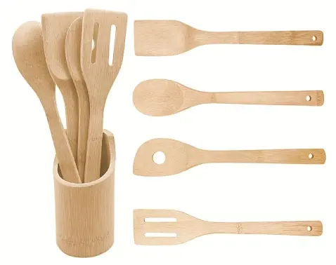 Sada kuchnských pomôcok v stojane Bambus (5 dielov)%