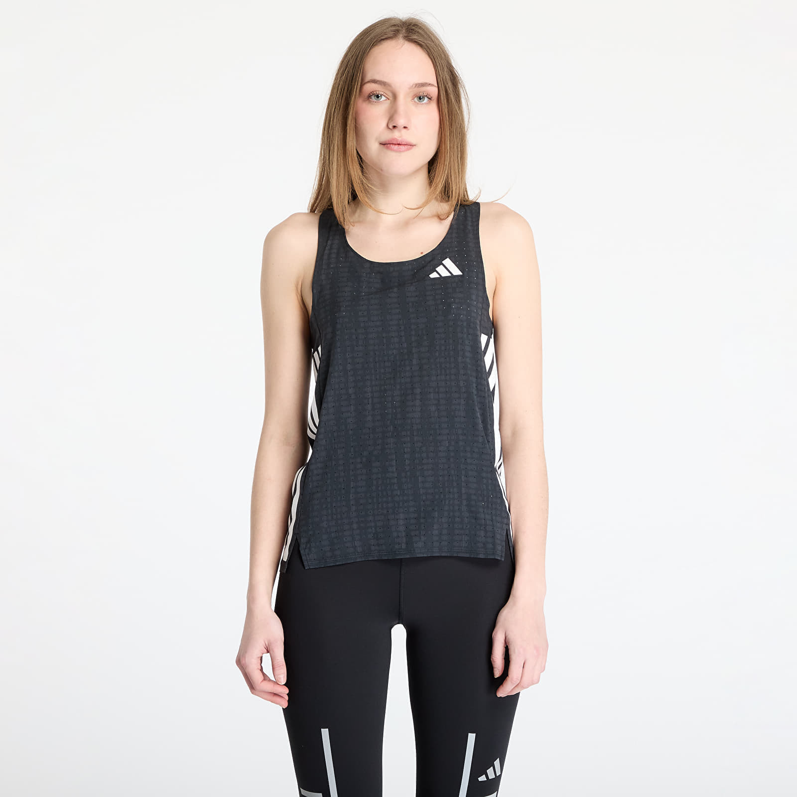 Tielko adidas Adizero Running Singlet Top Dark Grey/ Carbon/ Black M