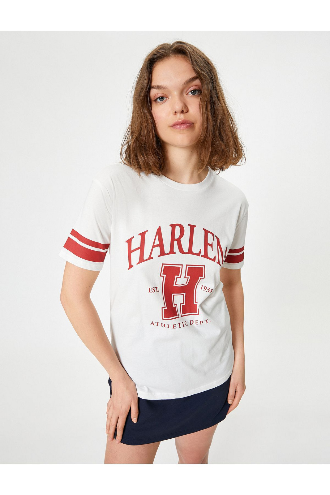 Koton College T-Shirt Letter Printed Crew Neck Oversize Short Sleeve