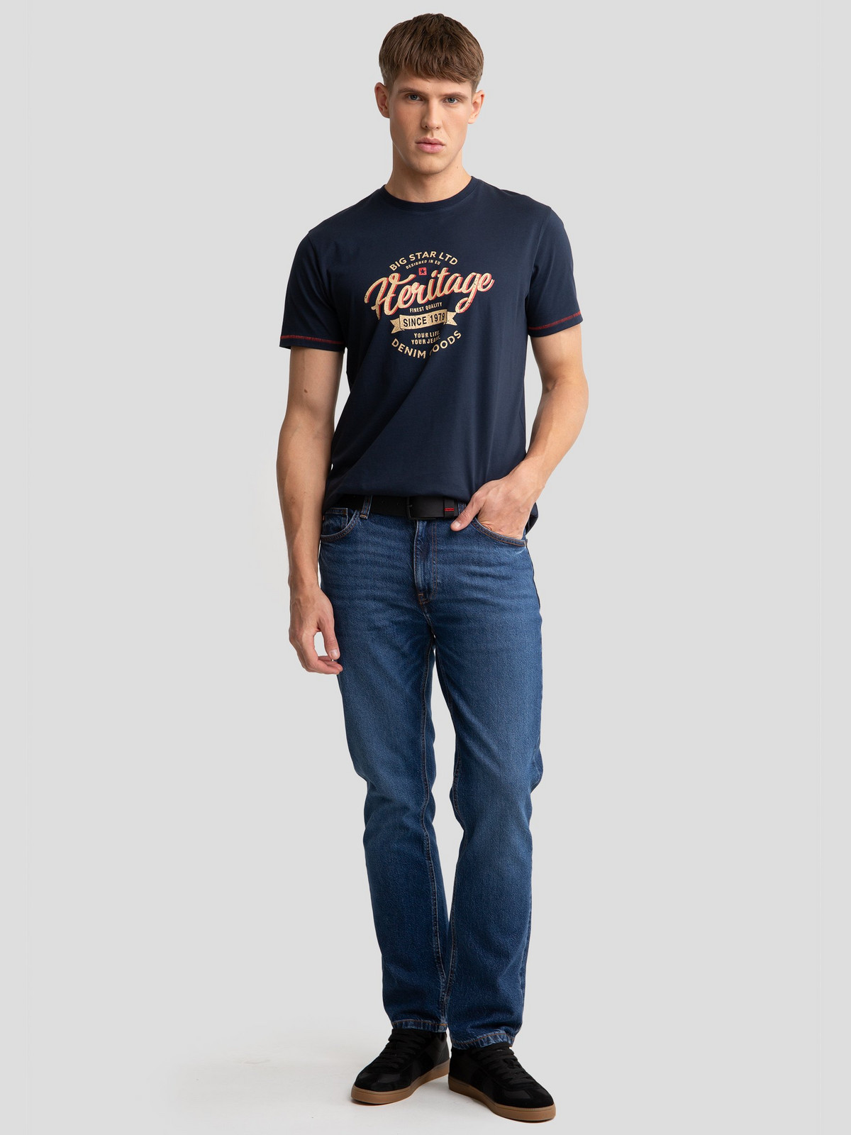 Big Star Man's T-shirt 152471 403 Navy Blue
