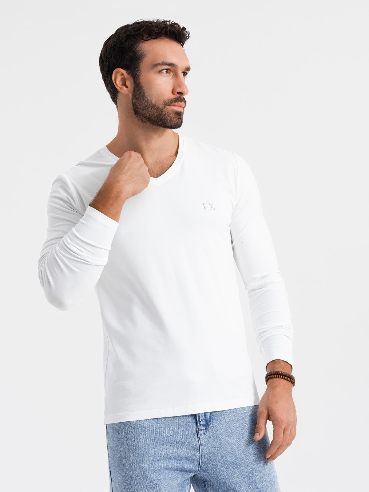 Ombre Men's longsleeve with raglan contrast sleeves - white and gray