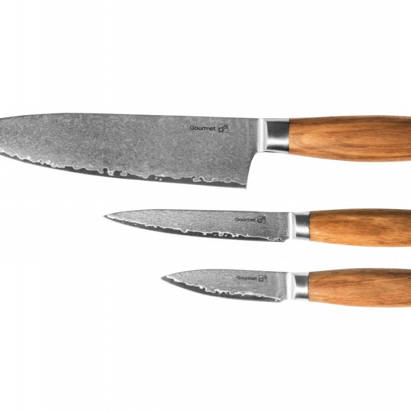 G21 Sada nožů  Gourmet Damascus small box 3 ks, rukojeť zebrawood
