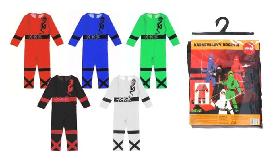 Ninja karnevalový kostým karate M 110-120cm - náhodná