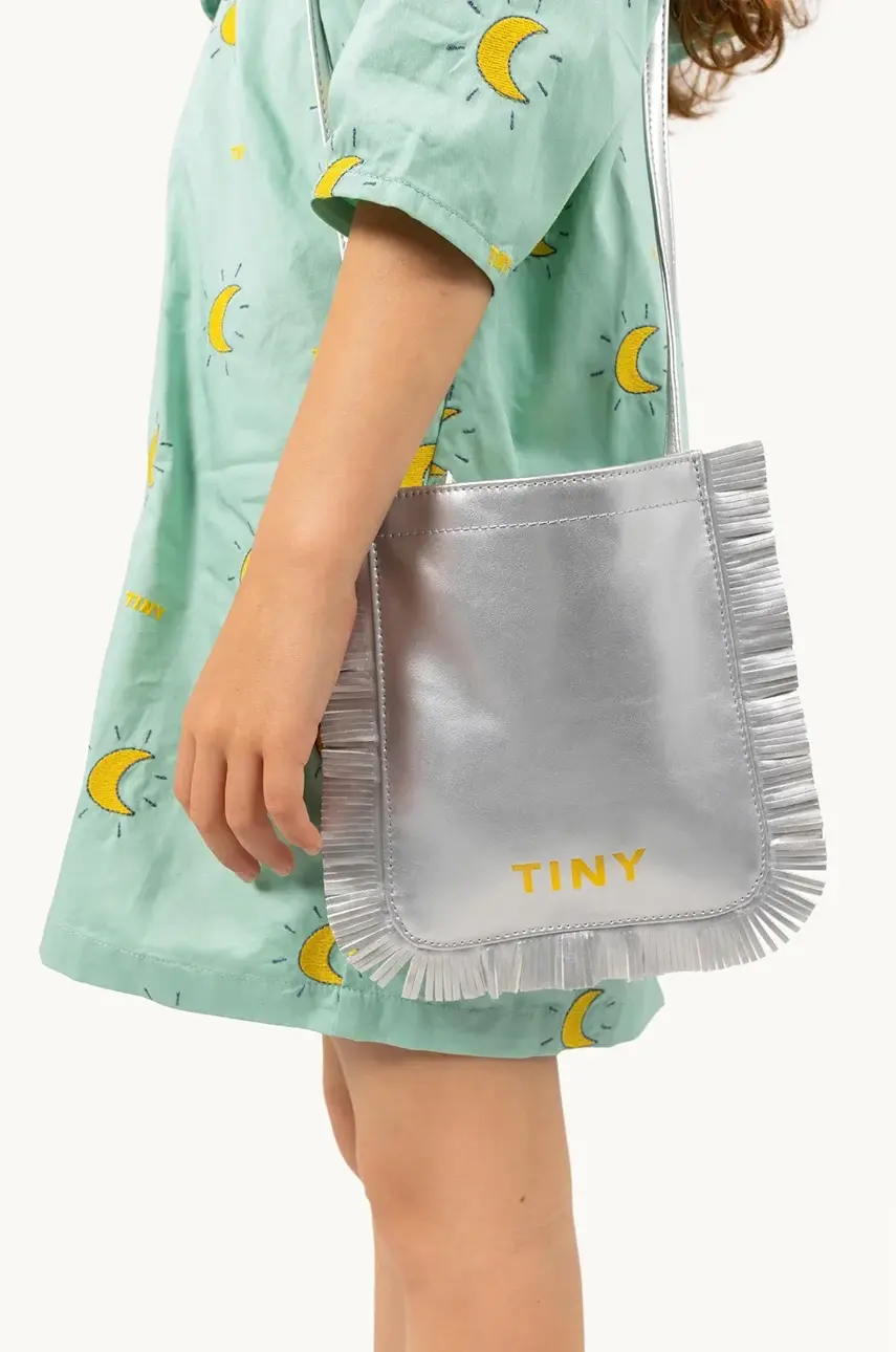 Detská kabelka Tinycottons FRINGES BAG strieborná farba, SS25-387