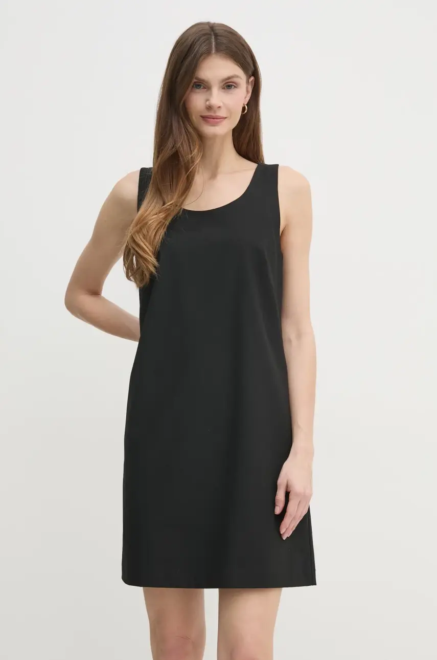 Šaty Calvin Klein čierna farba, mini, áčkový strih, LV044B010G