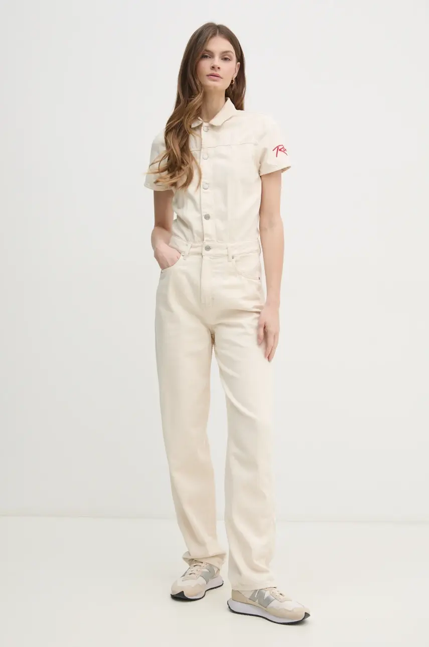 Rifľový overal Red Bull Racing x Pepe Jeans PITLANE JUMPSUIT béžová farba, bavlnený, s golierom, RL230003R83