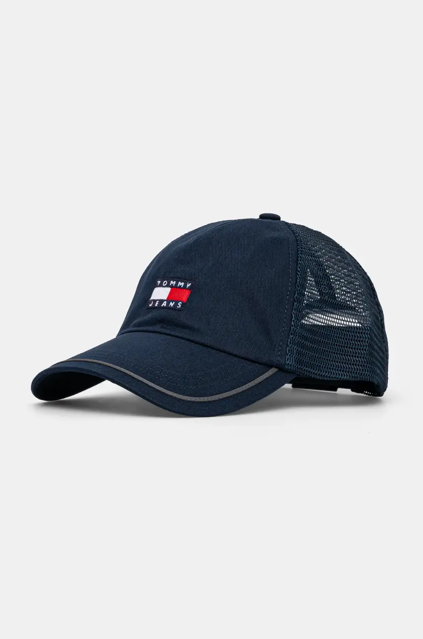 Šiltovka Tommy Jeans tmavomodrá farba, s nášivkou, AM0AM13287