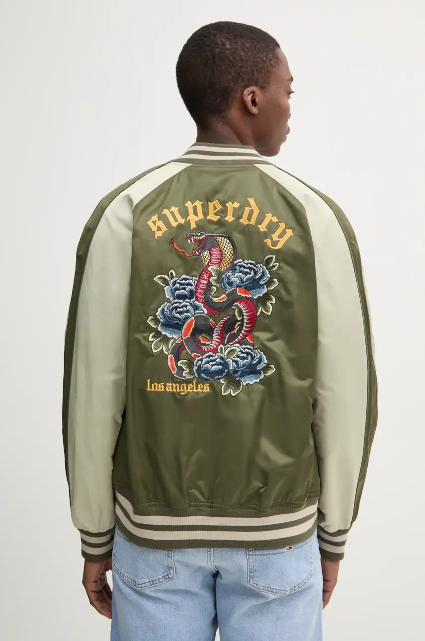Bunda Superdry pánsky, zelená farba, prechodná, M5012070A-2LX
