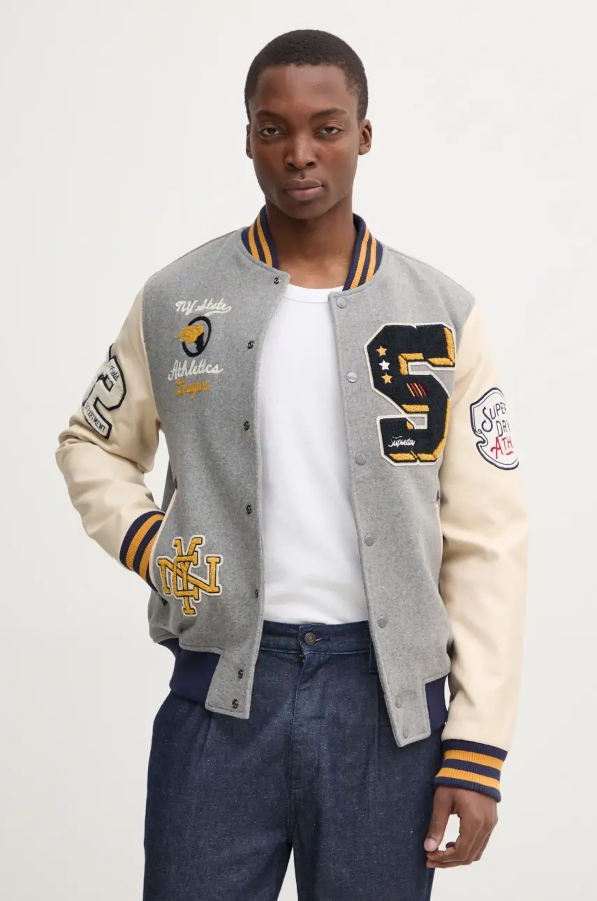 Bunda Superdry pánska, šedá farba, prechodná, M5012082A-07Q