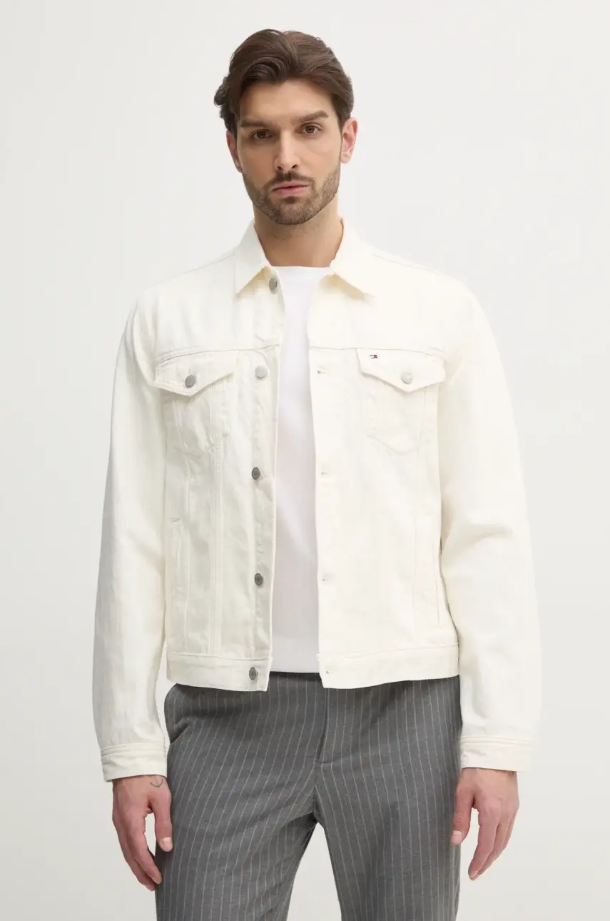 Rifľová bunda Tommy Hilfiger pánska, béžová farba, prechodná, MW0MW39212