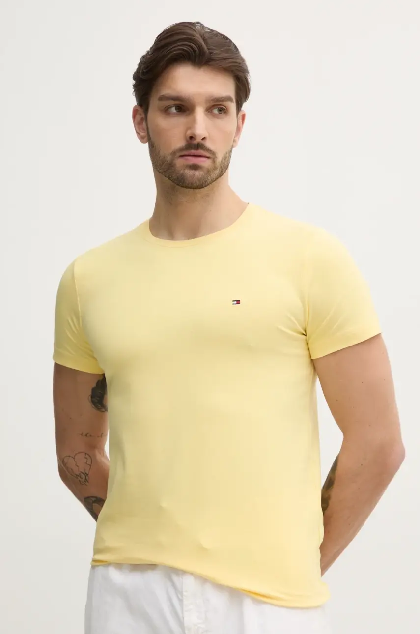 Tričko Tommy Hilfiger pánske, žltá farba, jednofarebné, MW0MW10800