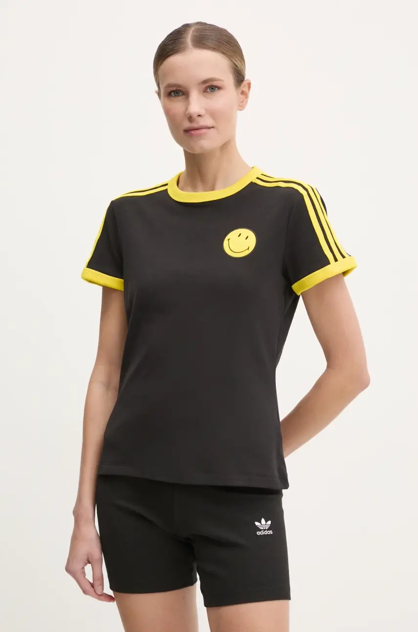 Tričko adidas Originals X Smiley dámske, čierna farba, JD2738