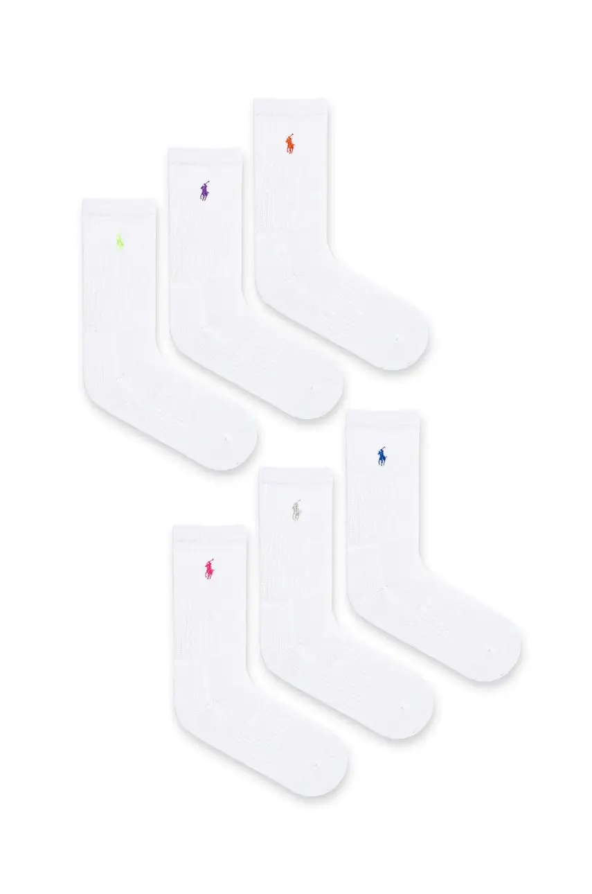 Ponožky Polo Ralph Lauren 6-pak dámske, biela farba, 455972889