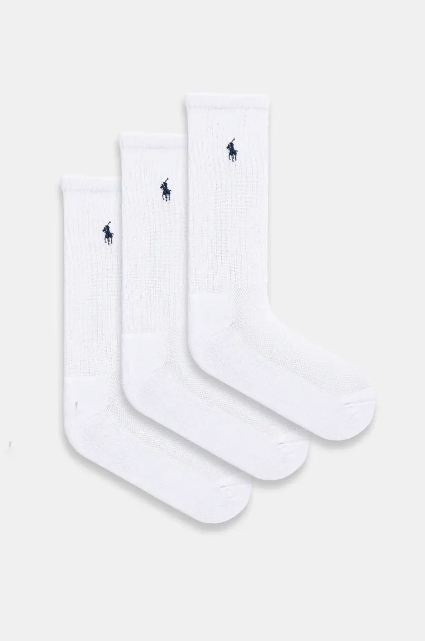 Ponožky Polo Ralph Lauren 3-pak dámske, biela farba, 455918021