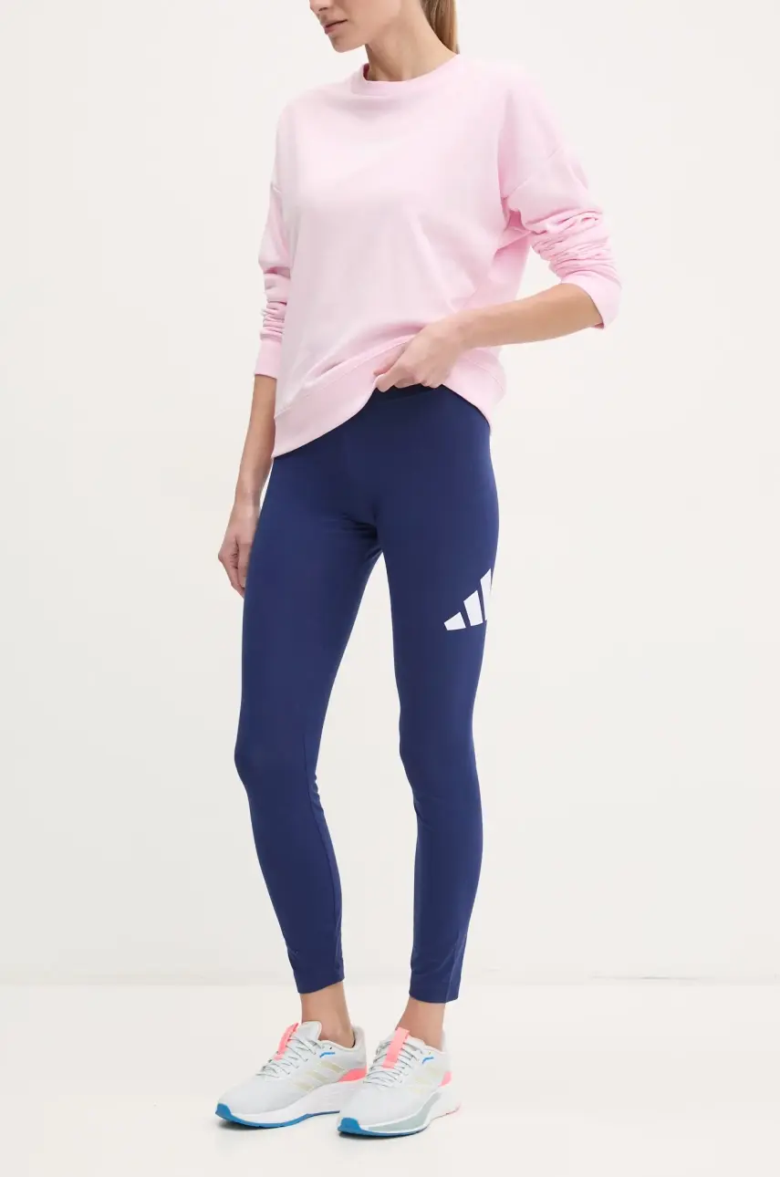 Legíny adidas Essentials dámske, tmavomodrá farba, s potlačou, JH1184