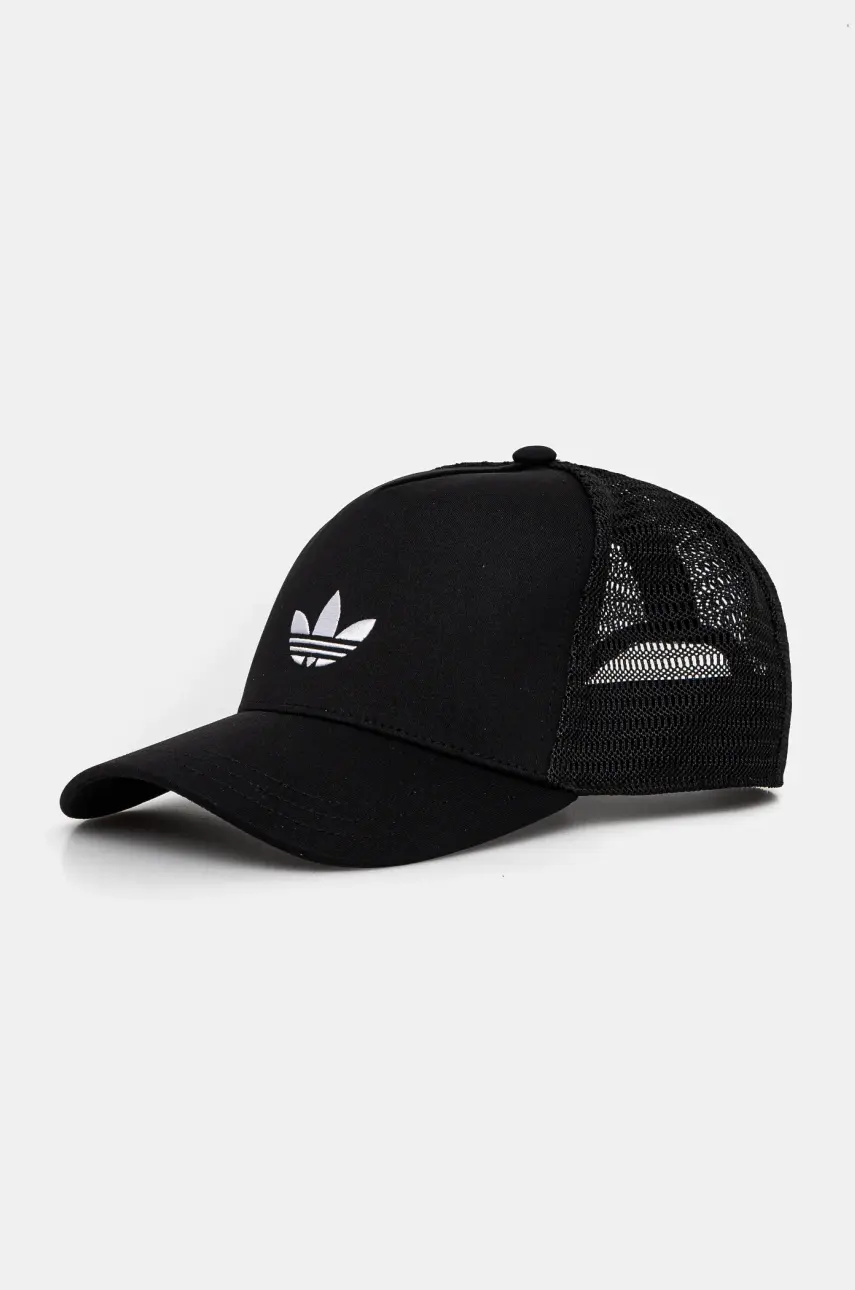 Šiltovka adidas Originals CURVED TRUCKER čierna farba, jednofarebná, JC6038