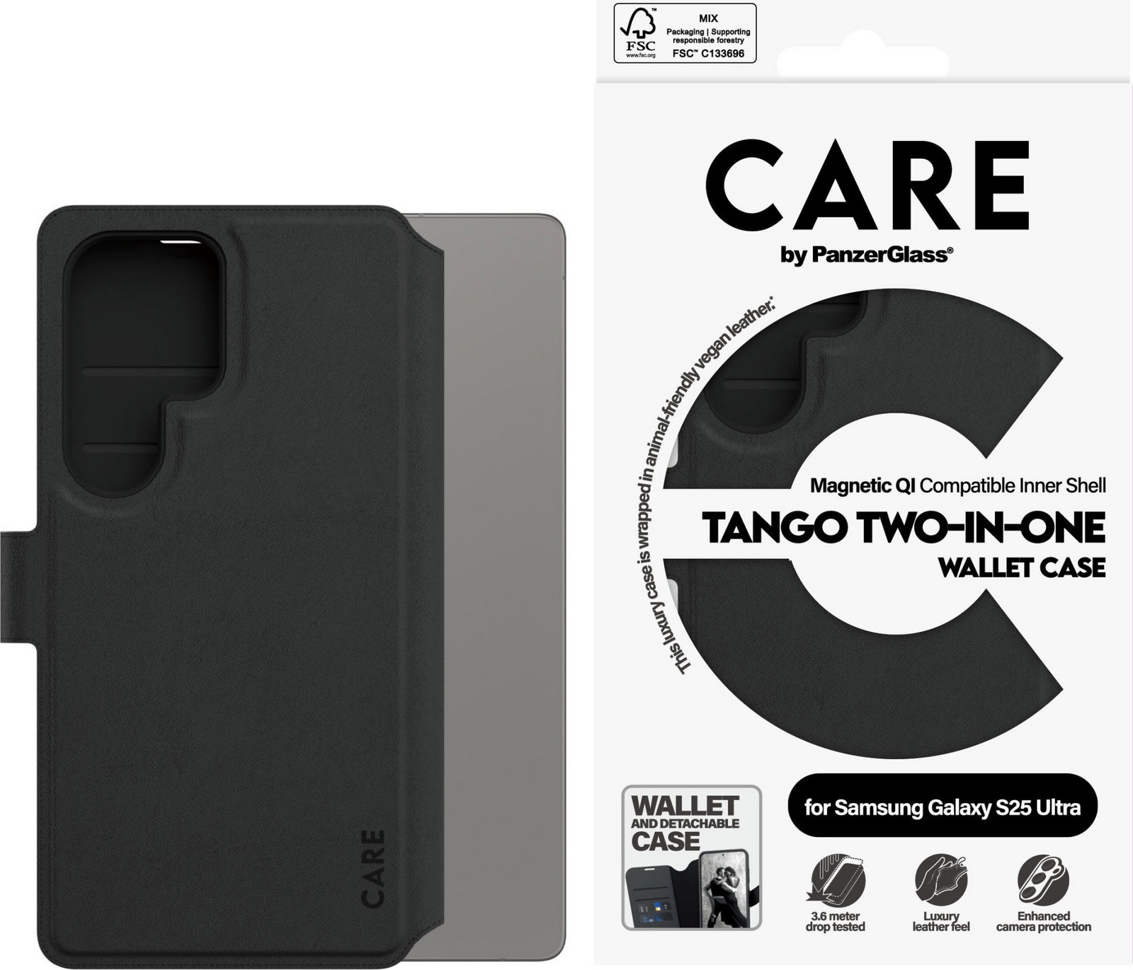 PanzerGlass CARE puzdro Samsung Galaxy S25 Ultra Tango 2 v 1 Wallet QI