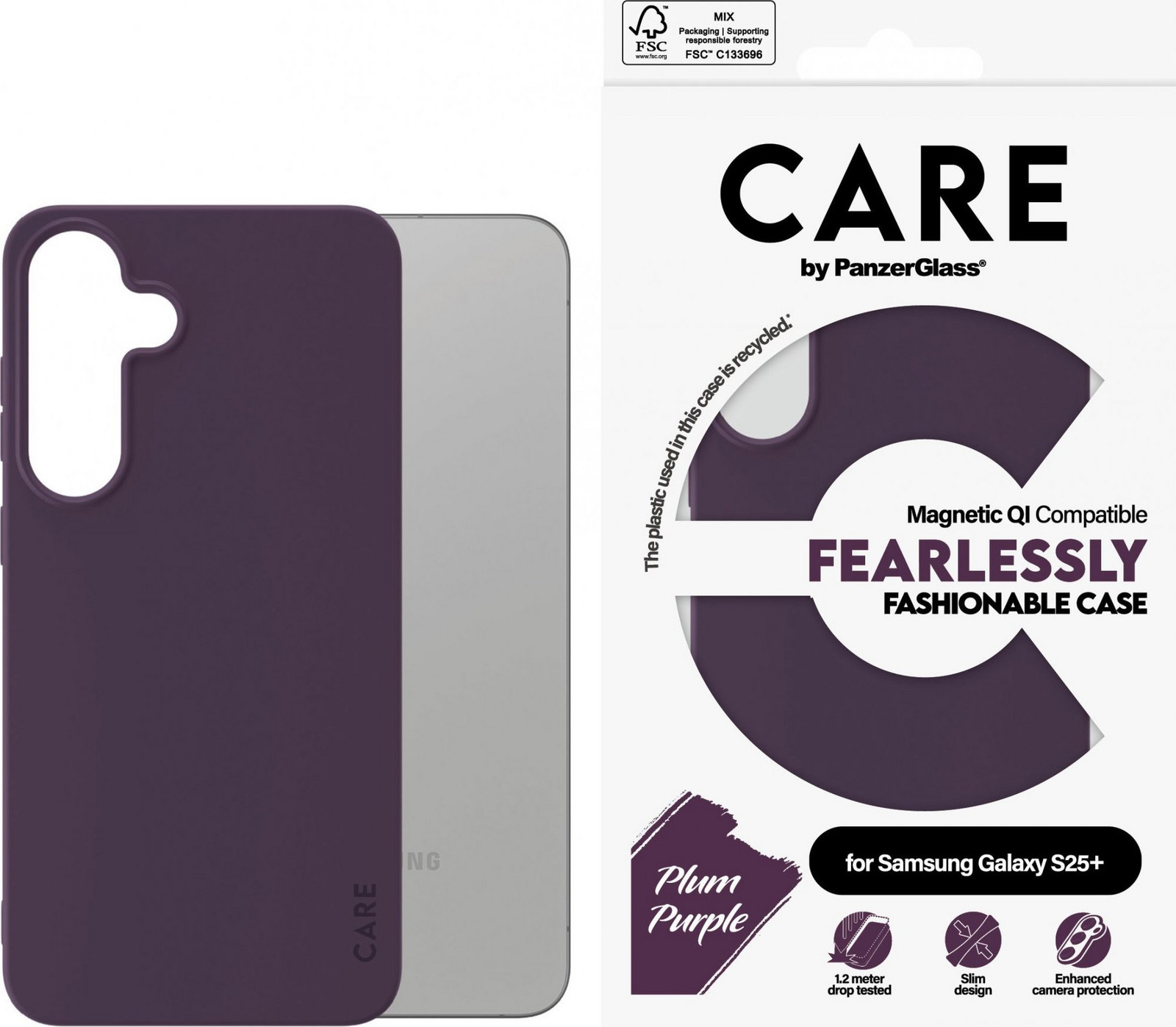 PanzerGlass CARE kryt Samsung Galaxy S25+ Fearlessly fialový (Plum Purple) QI