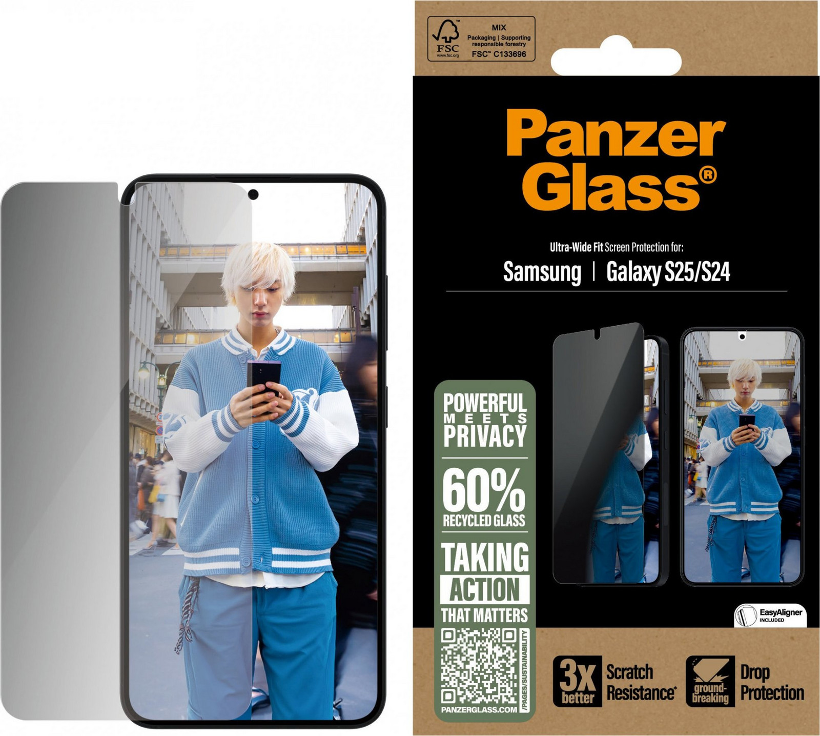 PanzerGlass Privacy Samsung Galaxy S25/S24 s inštalačným rámčekom