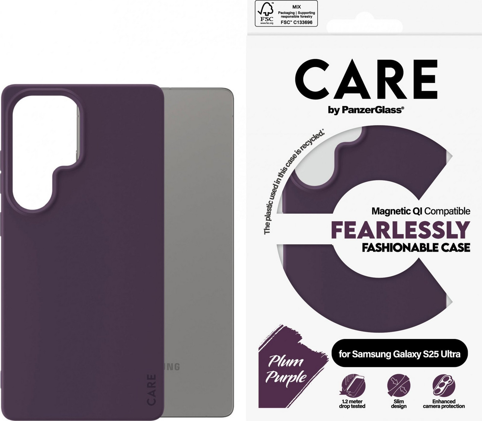 PanzerGlass CARE kryt Samsung Galaxy S25 Ultra Fearlessly fialový (Plum Purple) QI