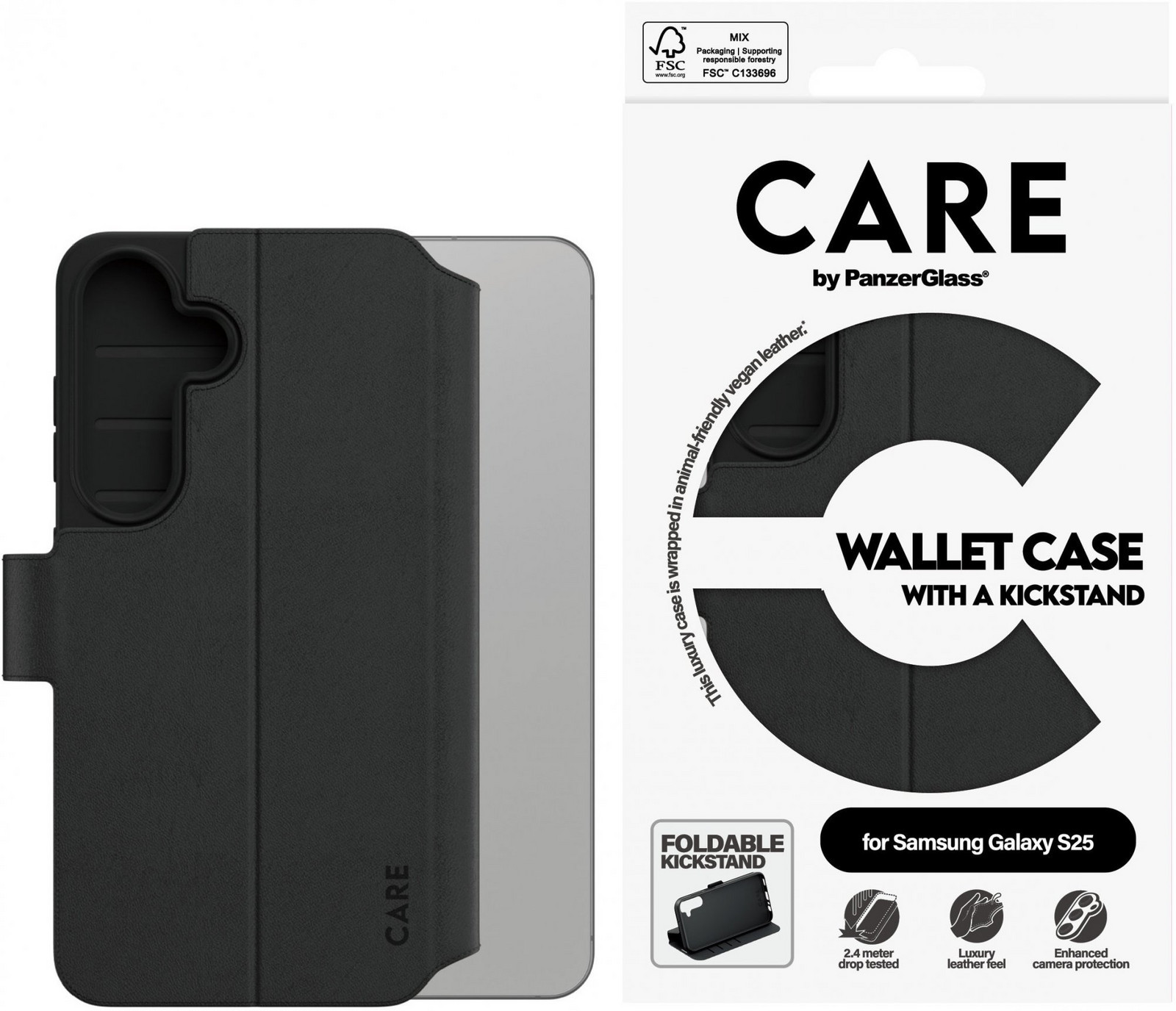 PanzerGlass CARE puzdro Samsung Galaxy S25 Wallet Kickstand