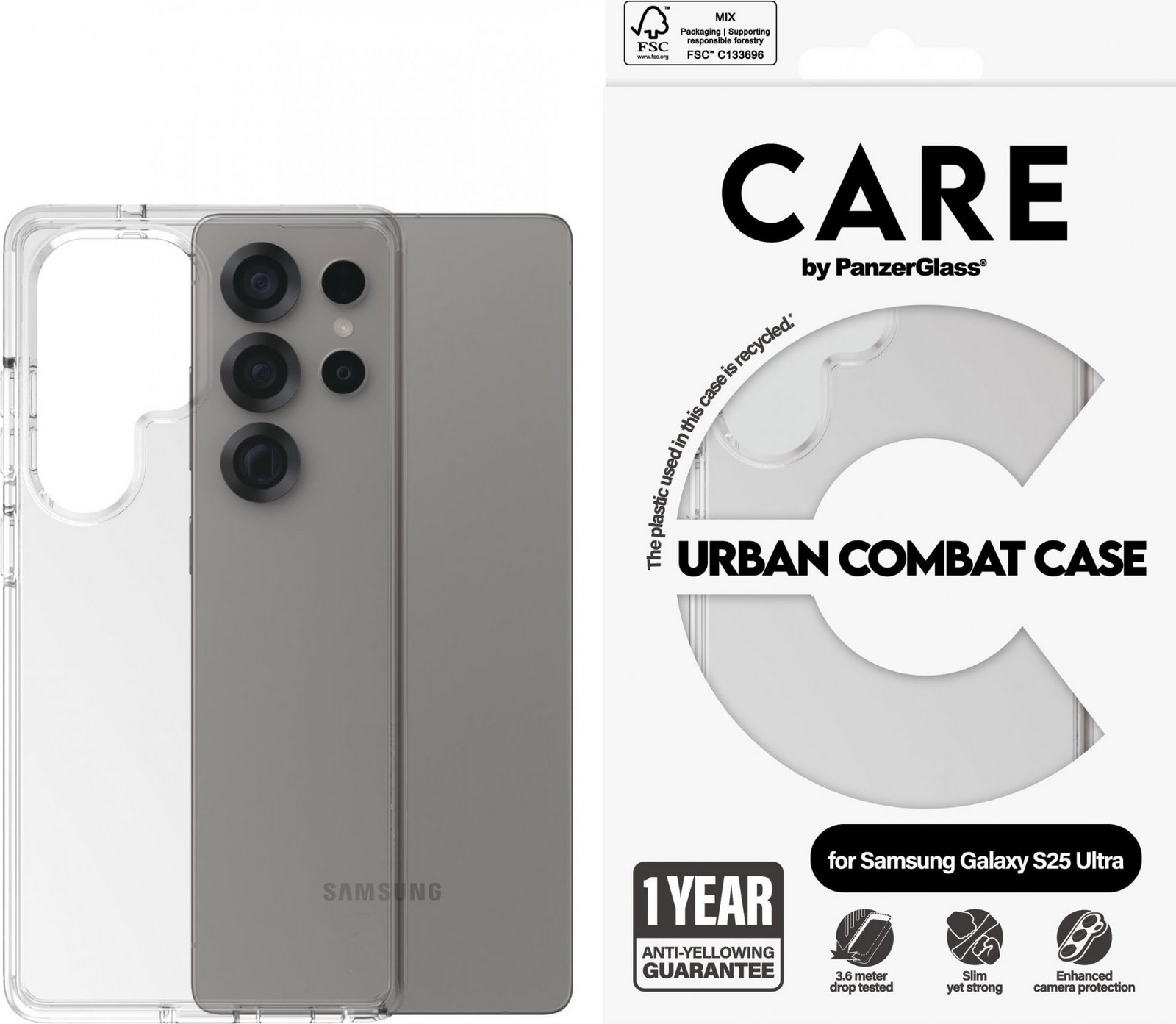 PanzerGlass CARE kryt Samsung Galaxy S25 Ultra Urban Combat číry