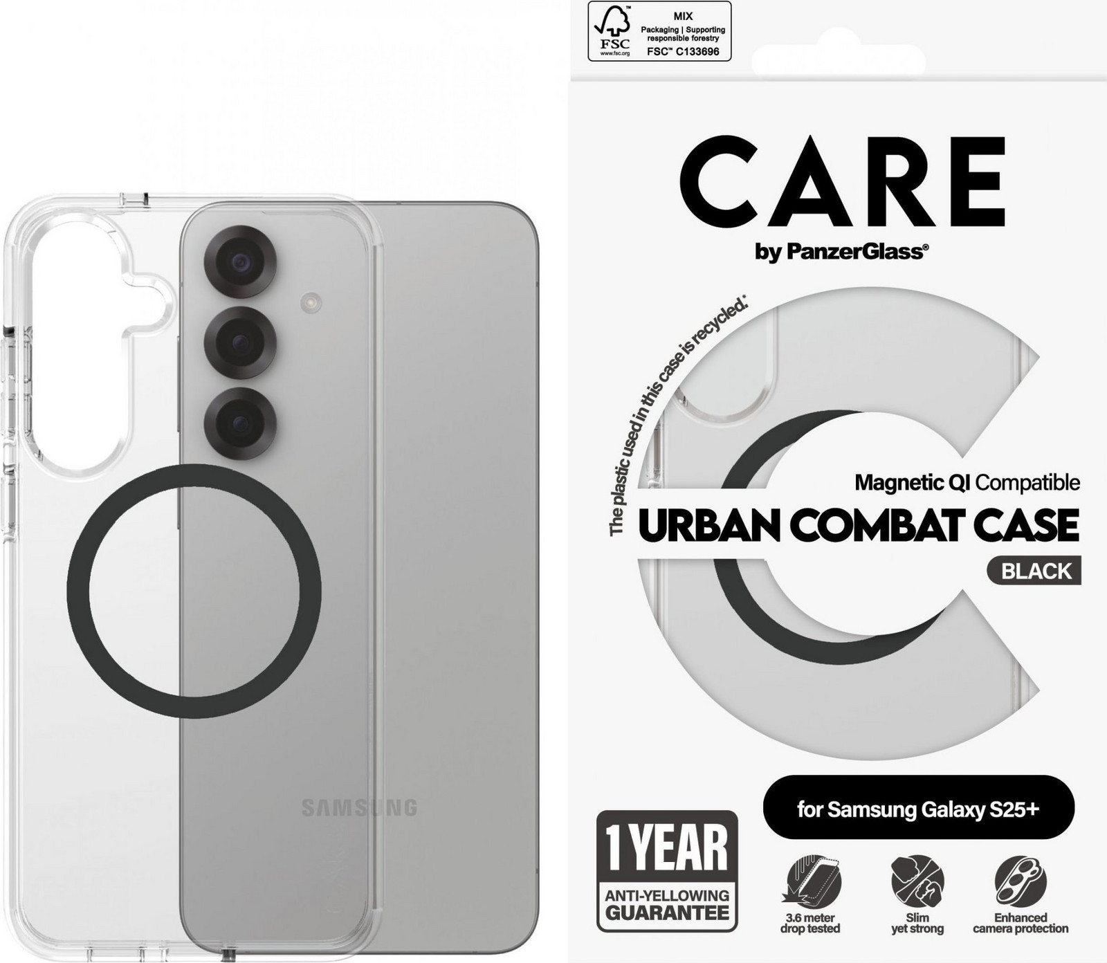 PanzerGlass CARE kryt Samsung Galaxy S25+ Urban Combat číry/čierny QI