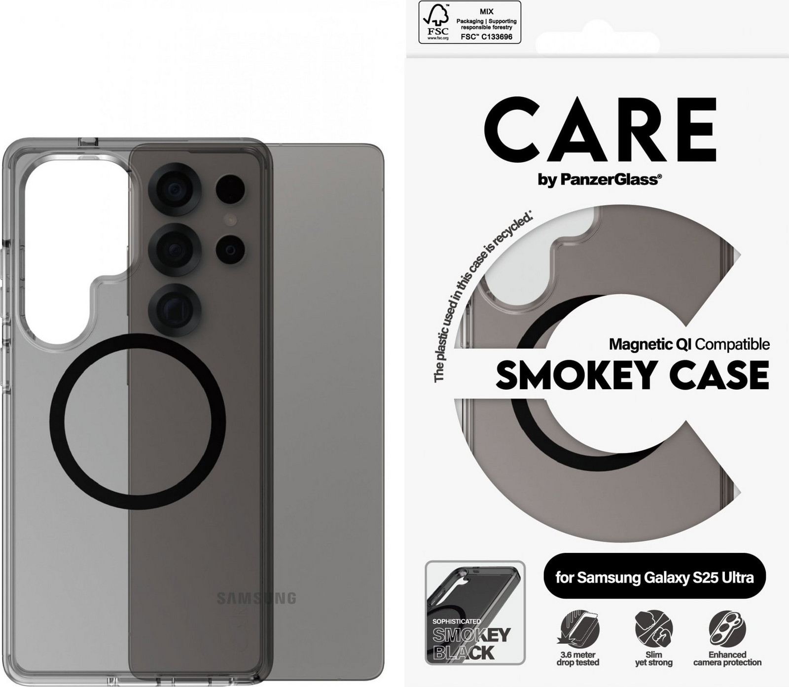 PanzerGlass CARE kryt Samsung Galaxy S25 Ultra Smokey dymový/čierny QI