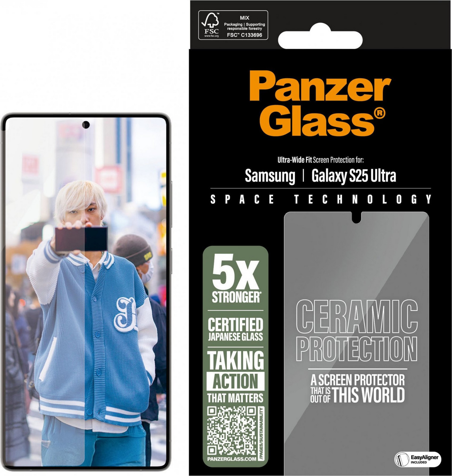 PanzerGlass Ceramic Samsung Galaxy S25 Ultra s inštalačným rámčekom