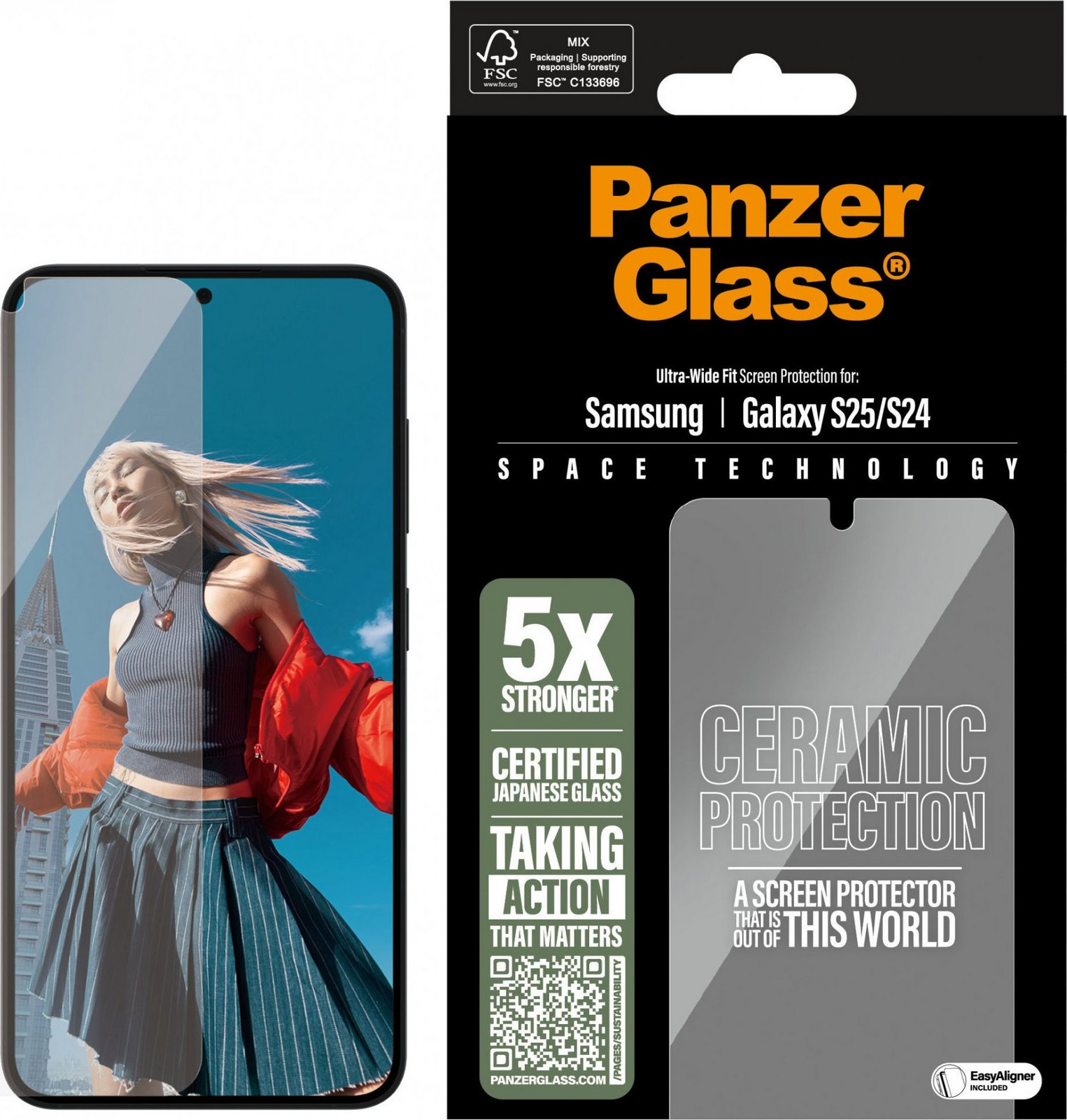 PanzerGlass Ceramic Samsung Galaxy S25/S24 s inštalačným rámikom