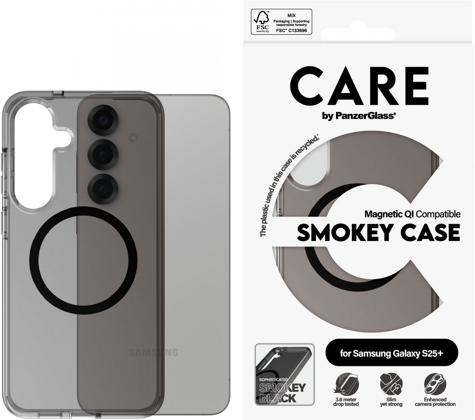 PanzerGlass CARE kryt Samsung Galaxy S25+ Smokey dymový/čierny QI