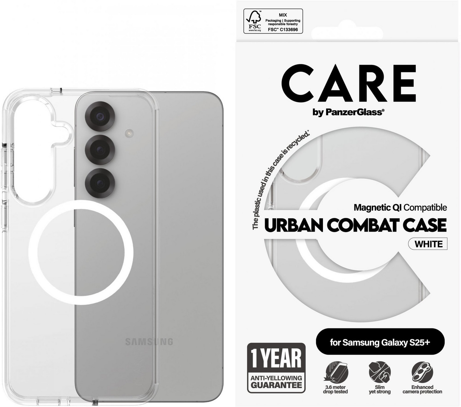 PanzerGlass CARE kryt Samsung Galaxy S25+ Urban Combat číry/biely QI