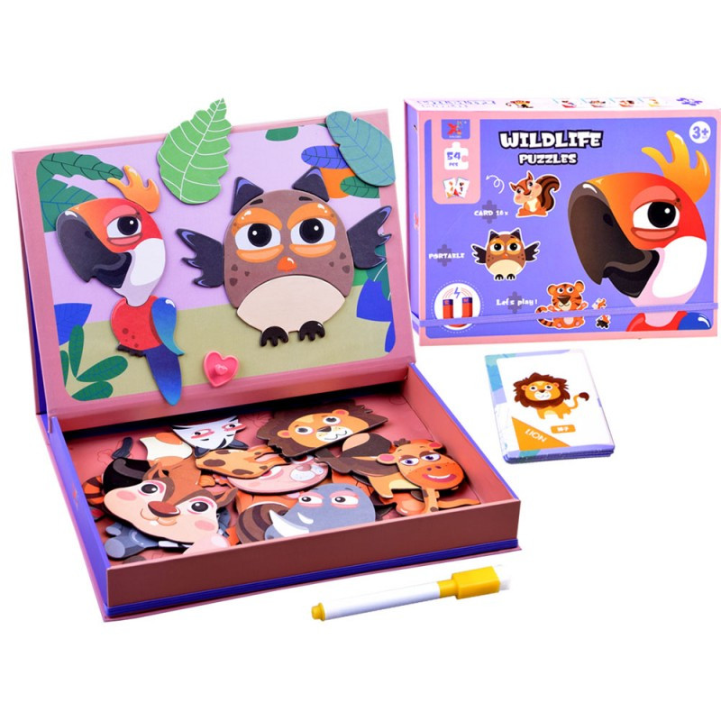 ZA3971 DR Magnetické puzzle zvieratká 54 ks