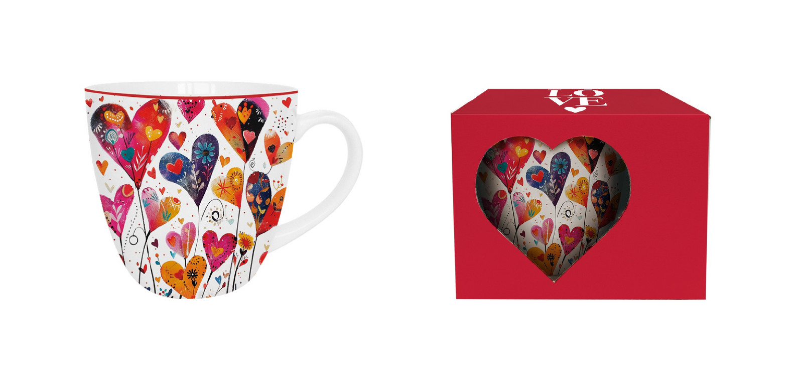 DUO - Hrnček 460ml COLORFUL HEARTS 1