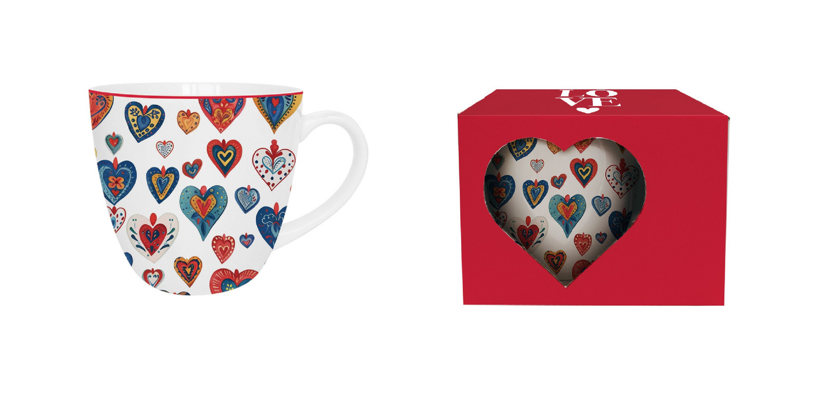 DUO - Hrnček 460ml COLORFUL HEARTS 3