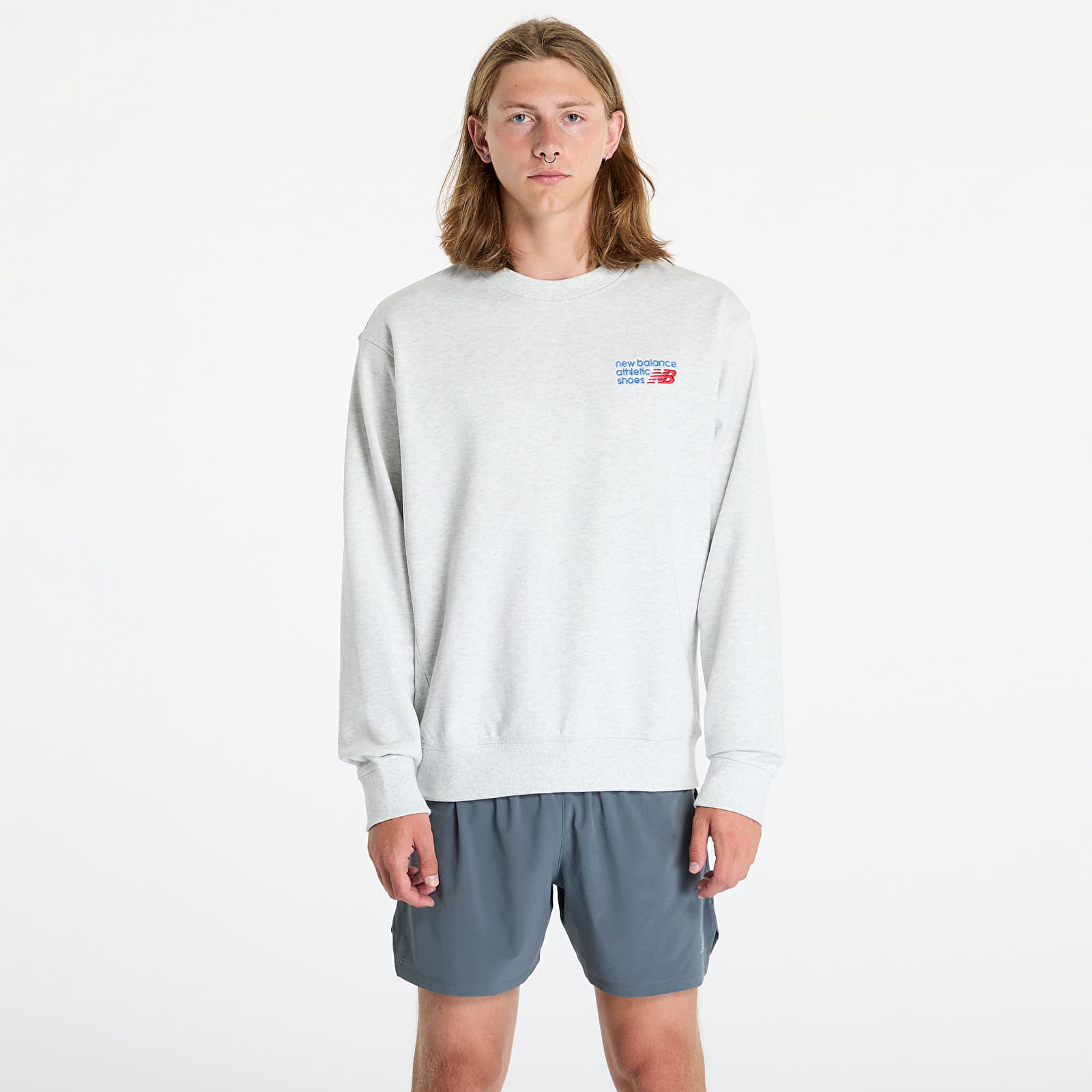 Mikina New Balance Athletics Premium Logo Crew Ash Heather XL