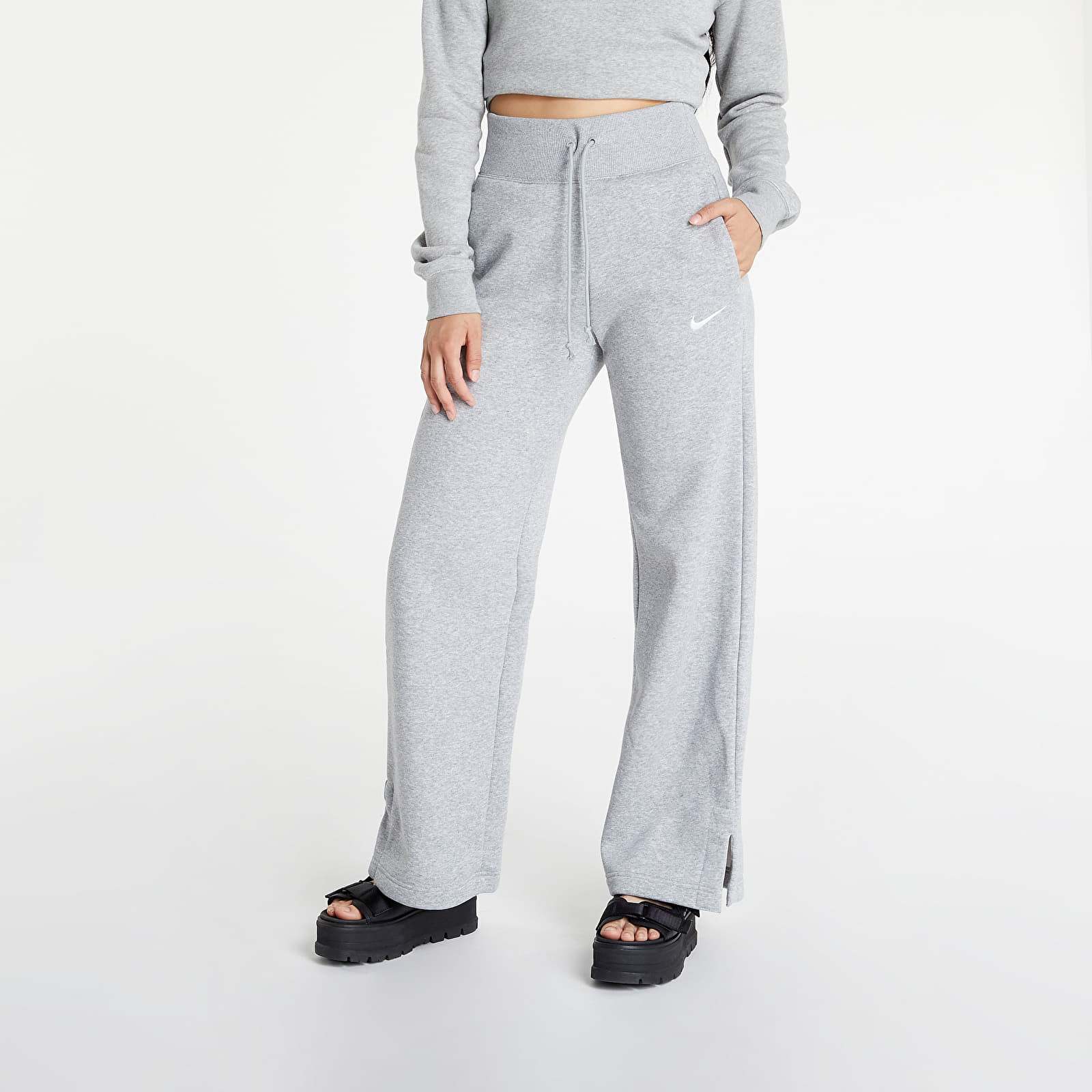 Kalhoty Nike Sportswear Phoenix Fleece Women's High-Waisted Wide-Leg Sweatpants Dk Grey Heather/ Sail S
