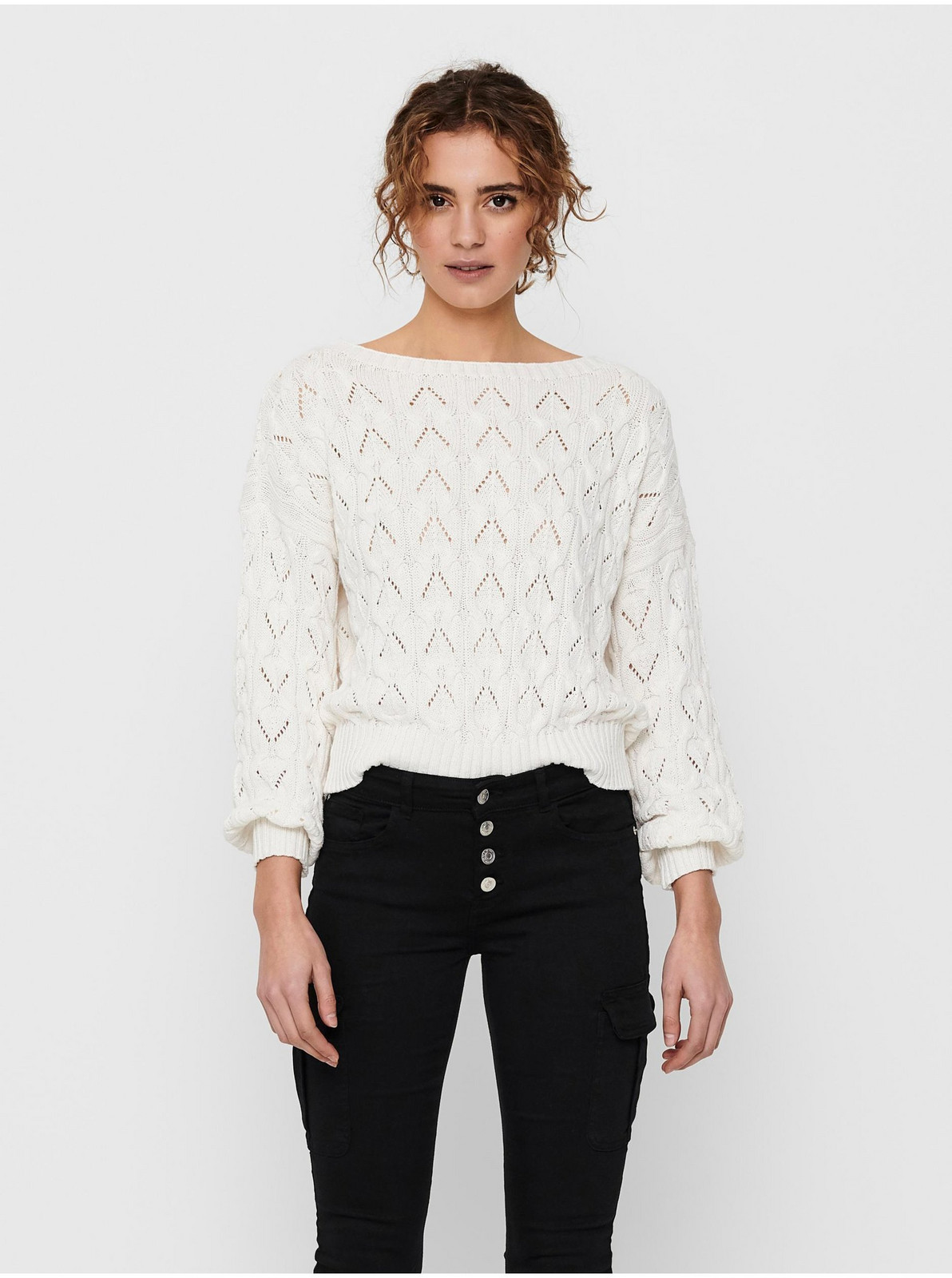 White women's patterned sweater ONLY Brynn - Women's