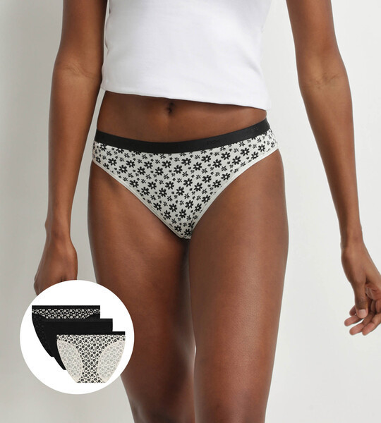 Dámske bavlnené nohavičky 3 ks DIM LES POCKETS COTTON SLIP 3x - DIM - čierna M