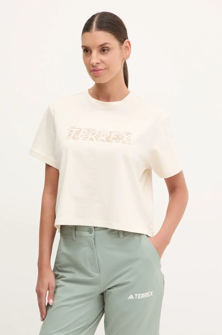Tričko adidas TERREX Wild dámske, béžová farba, JI9155