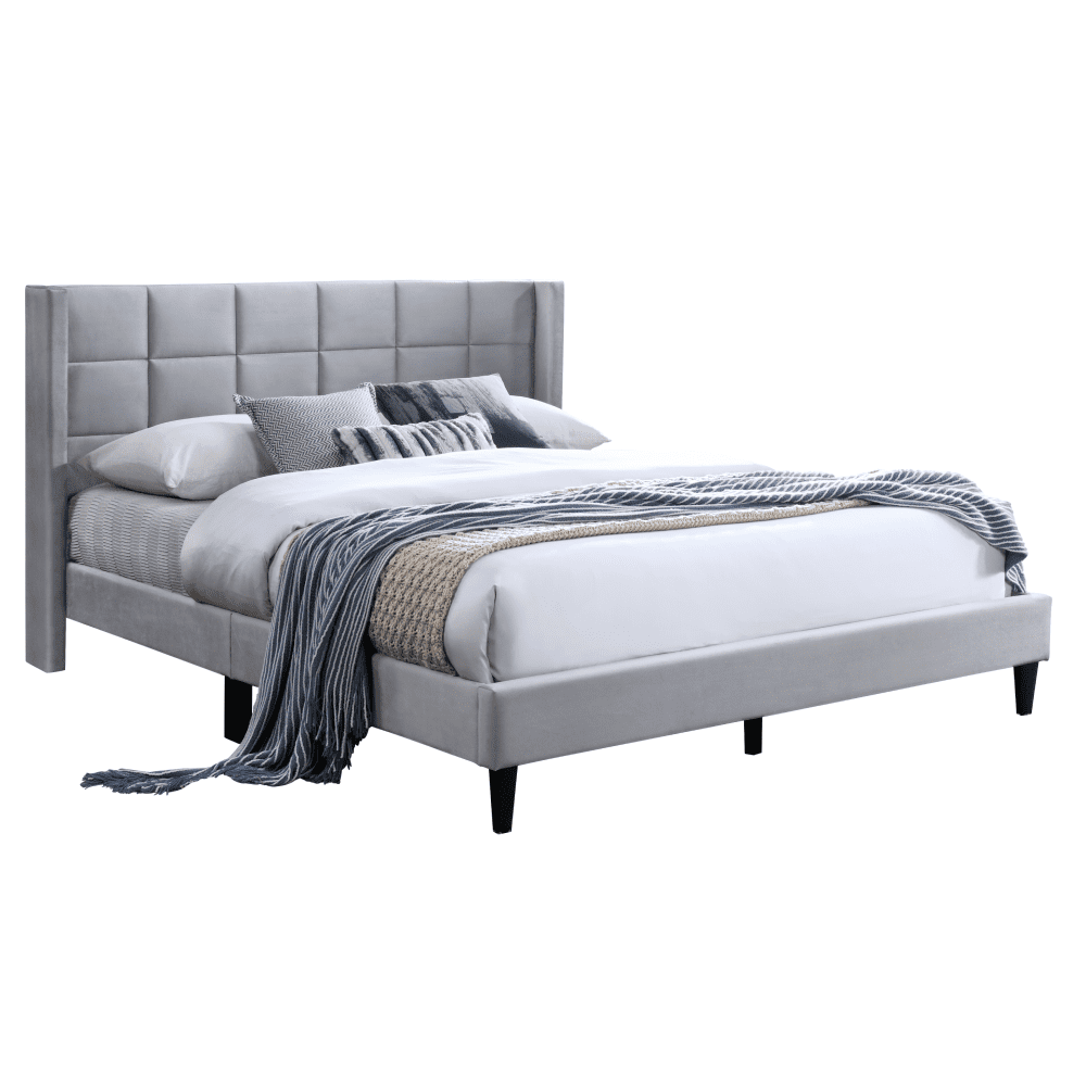 Posteľ, 160x200, sivá Velvet látka, BELATO