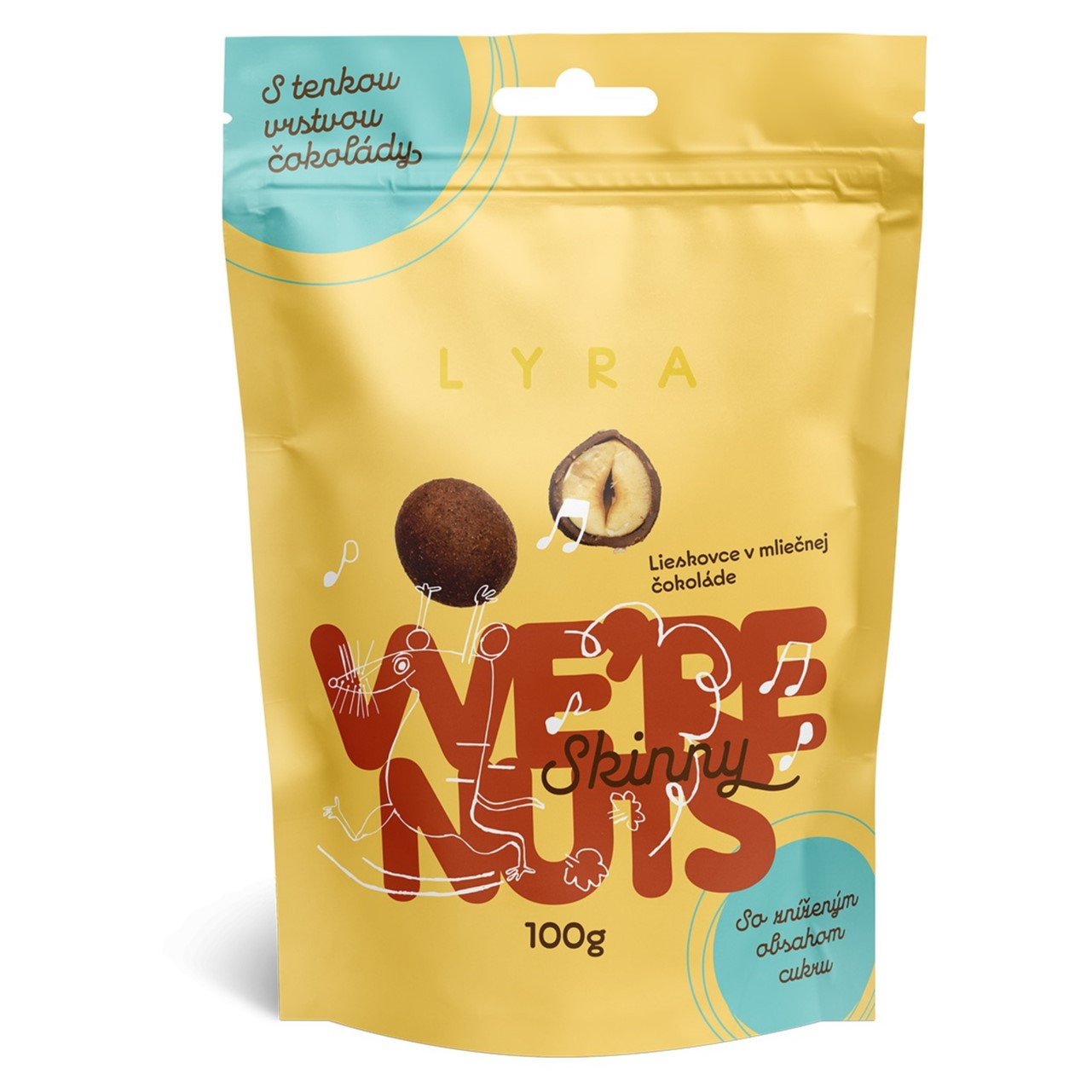 Lieskové orechy v mliečnej čokoláde WE'RE NUTS 100 g, LYRA