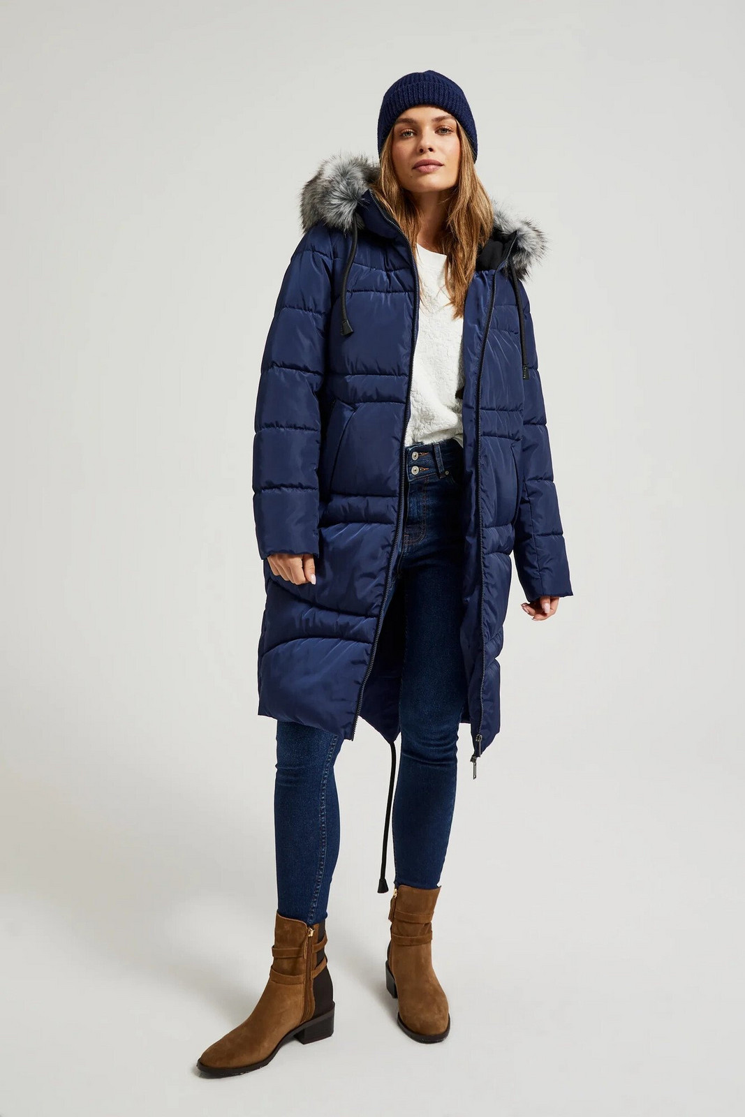 Women's quilted jacket MOODO - dark blue