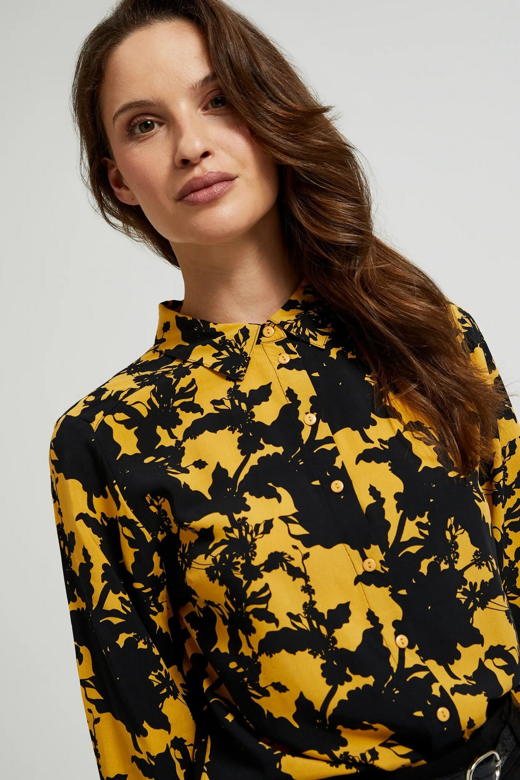 Women's viscose blouse MOODO - black-yellow