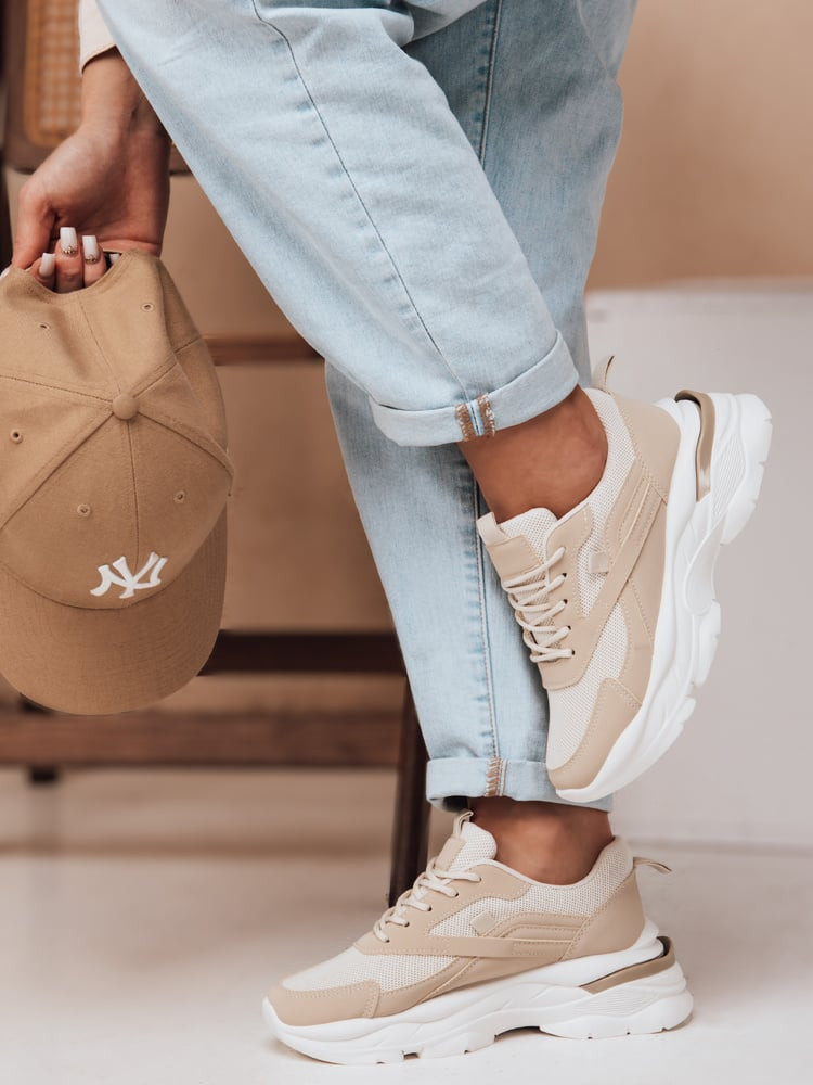 Sneakersy damskie na platformie SPORTLITE beżowe Dstreet